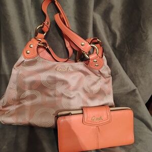 Coach Pink and Tan Women's Bag Set